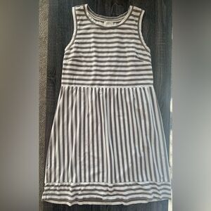 LOFT Beige & Tan Striped Midi Dress | Size L